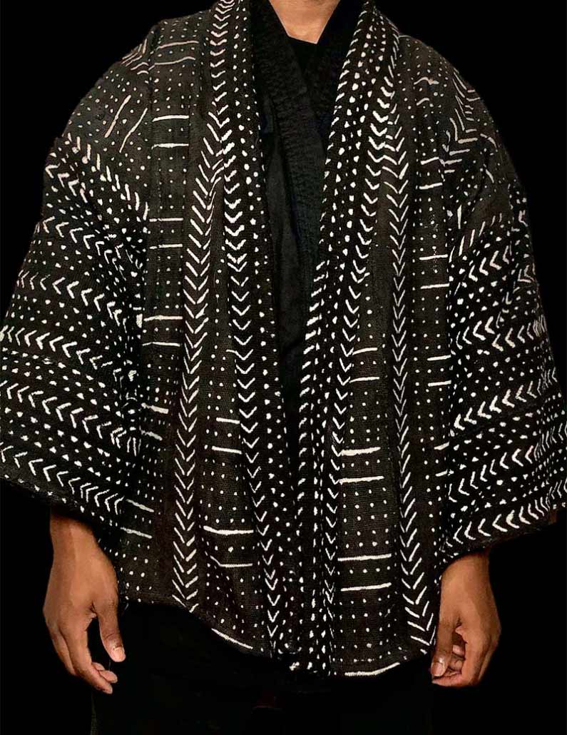 Black Mudcloth Kimono