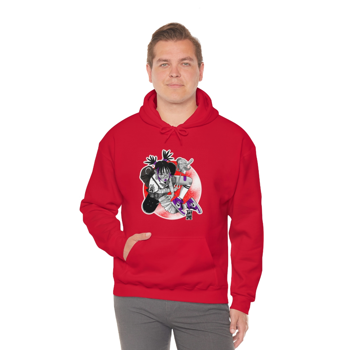 Demons and angels hoodie red and white hot sale